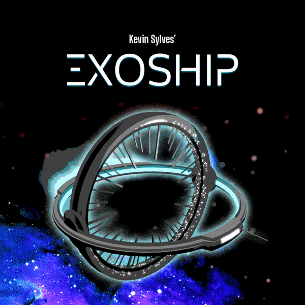 Kevin Sylves' ExoShip, cover image showing a massive ring-shaped ship flying through space.