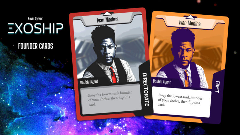 Kevin Sylves' ExoShip, with two sample founder cards.