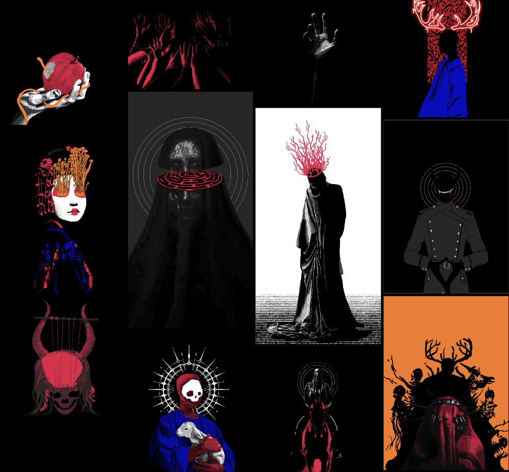 Thumbnails from Strega's website, showcasing many pieces of art from their CCLA library.